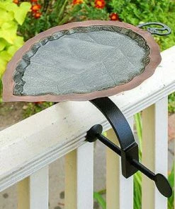 Achla Aspen Leaf Bird Bath With Over Rail Bracket