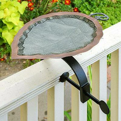 Achla Aspen Leaf Bird Bath With Over Rail Bracket 3 Achla Aspen Leaf Bird Bath With Over Rail Bracket
