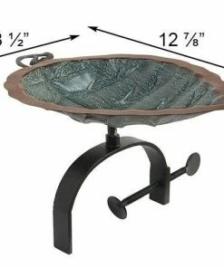 Achla Aspen Leaf Bird Bath With Over Rail Bracket 9 Achla Aspen Leaf Bird Bath With Over Rail Bracket