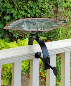 Achla Aspen Leaf Bird Bath With Over Rail Bracket