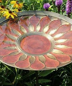 Achla Standing Bird Baths Red African Daisy Bird Bath With Stake
