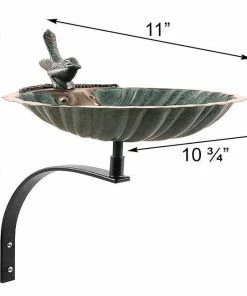 Achla Scalloped Shell Bird Bath With Wall Bracket
