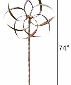 Ancient Graffiti Lawn & Garden Kinetic Dual Feather Copper Colored 74" Spinner