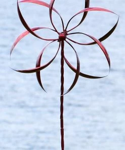 Ancient Graffiti Kinetic Dual Feather Large 75" Red Wind Spinner Lawn & Garden