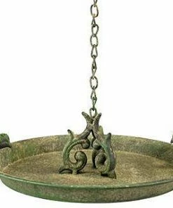 Esschert Design Aged Metal Hanging Bird Bath With Two Birds