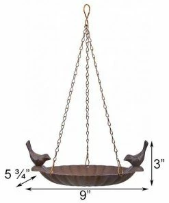 Esschert Design Petite Hanging Bird Bath With Bird Accents