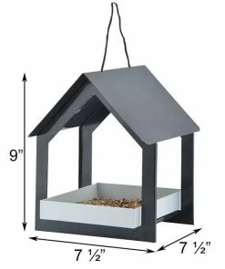 Esschert Design Hanging Fly Through Black & Gray Bird Feeder Hanging Feeders