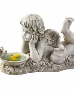 Design Toscano Summertime Reflections Cherub Garden Statue Bird Bath