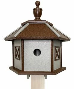 Green Meadow Houses & Feeders Polywood Recycled Plastic Gazebo Bird House, Brown And Gray Post / Pole Mounted Houses