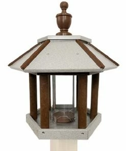 Green Meadow Houses & Feeders Polywood Recycled Plastic Gazebo Bird Feeder, Brown And Gray Post / Pole Mounted Feeders