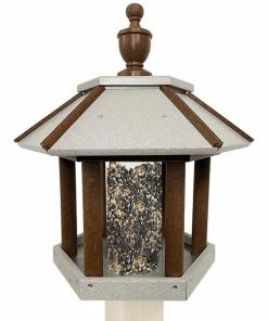 Green Meadow Houses & Feeders Polywood Recycled Plastic Gazebo Bird Feeder, Brown And Gray Post / Pole Mounted Feeders 7 Green Meadow Houses & Feeders Polywood Recycled Plastic Gazebo Bird Feeder, Brown And Gray Post / Pole Mounted Feeders