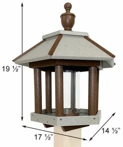 Green Meadow Houses & Feeders Polywood Recycled Plastic Gazebo Bird Feeder, Brown And Gray Post / Pole Mounted Feeders