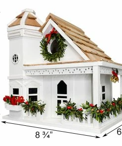 Home Bazaar Yuletide Cottage White Bird House