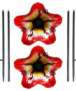 Nestera Summer Burst Glass Bird Baths With Stakes, Pack Of 2 Standing Bird Baths