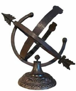 Rome Industries Armillary Brown Aluminum 10" Sundial With Sunbursts