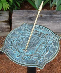 Rome Industries Happiness Brass Verdigris 9.875" Sundial Lawn & Garden