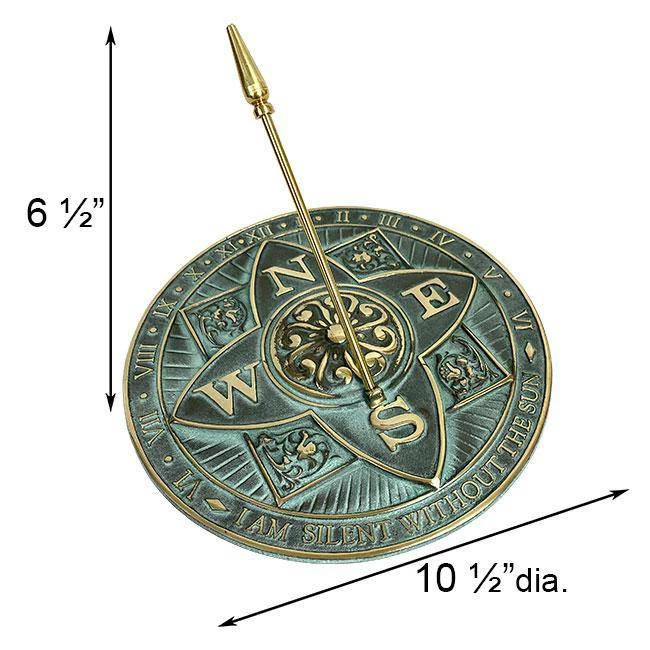Rome Industries Rosette Brass Verdigris 10.5" Sundial Lawn & Garden 4 Rome Industries Rosette Brass Verdigris 10.5" Sundial Lawn & Garden