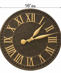 Whitehall Products Geneva Aged Bronze 16" Aluminum Wall Clock Lawn & Garden