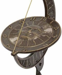Whitehall Products Sun And Moon French Bronze 12" Aluminum Sundial Lawn & Garden