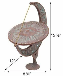 Whitehall Products Sun And Moon Copper Verdi 12" Aluminum Sundial Lawn & Garden 7 Whitehall Products Sun And Moon Copper Verdi 12