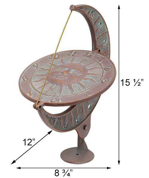Whitehall Products Sun And Moon Copper Verdi 12" Aluminum Sundial Lawn & Garden 5 Whitehall Products Sun And Moon Copper Verdi 12" Aluminum Sundial Lawn & Garden