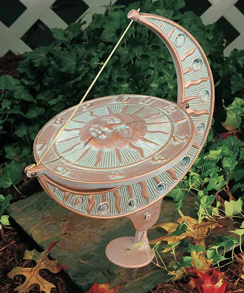 Whitehall Products Sun And Moon Copper Verdi 12" Aluminum Sundial Lawn & Garden 4 Whitehall Products Sun And Moon Copper Verdi 12" Aluminum Sundial Lawn & Garden