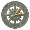 Whitehall Products Lawn & Garden Compass Rose Bronze Verdigris 16" Clock