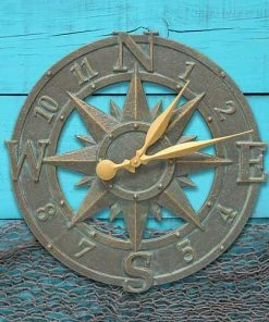 Whitehall Products Lawn & Garden Compass Rose Bronze Verdigris 16" Clock 7 Whitehall Products Lawn & Garden Compass Rose Bronze Verdigris 16