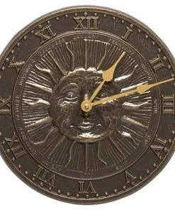 Whitehall Products Sunface French Bronze 12" Clock Lawn & Garden