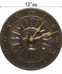 Whitehall Products Sunface French Bronze 12" Clock Lawn & Garden