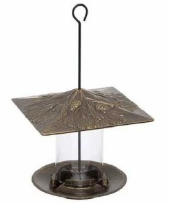 Whitehall Products Pinecone French Bronze Colored Tube Bird Feeder Hanging Feeders