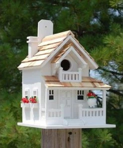 Home Bazaar Backyard Cottage White Bird House Decorative Houses 7 Home Bazaar Backyard Cottage White Bird House Decorative Houses