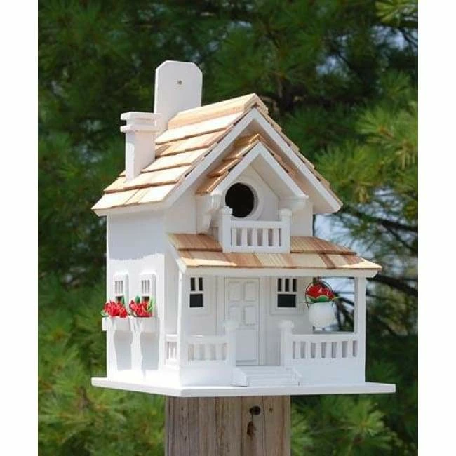 Home Bazaar Backyard Cottage White Bird House Decorative Houses 5 Home Bazaar Backyard Cottage White Bird House Decorative Houses