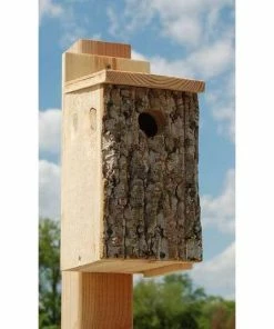 Uncle Dunkel Bark Clad Bluebird House Post / Pole Mounted Houses