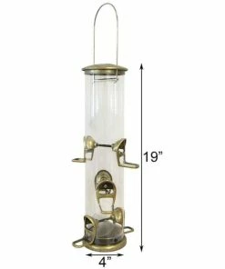 Aspects Big Tube Antique Brass Wild Bird Feeder Hanging Feeders