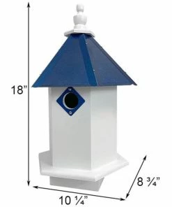 A Wing And A Prayer Decorative Houses Bluebird Hexagonal Bird House With Cobalt Blue Roof