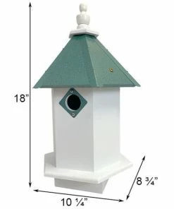 A Wing And A Prayer Bluebird Hexagonal Bird House With Verdigris Roof