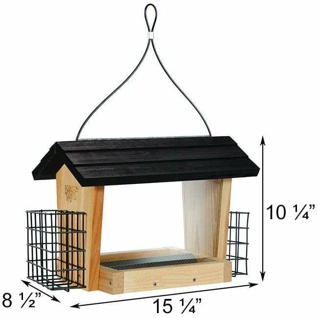 Nature's Way Hanging Feeders Cedar Hopper Bird Feeder With Suet Cages, Large 4 Nature's Way Hanging Feeders Cedar Hopper Bird Feeder With Suet Cages, Large