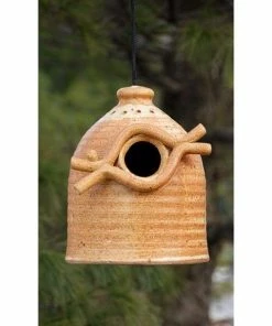 Anthony Stoneware Hanging Houses Ceramic Butternut Medium Bird House