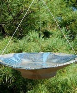 Anthony Stoneware Ceramic French Blue Large Bird Bath Hanging Bird Baths