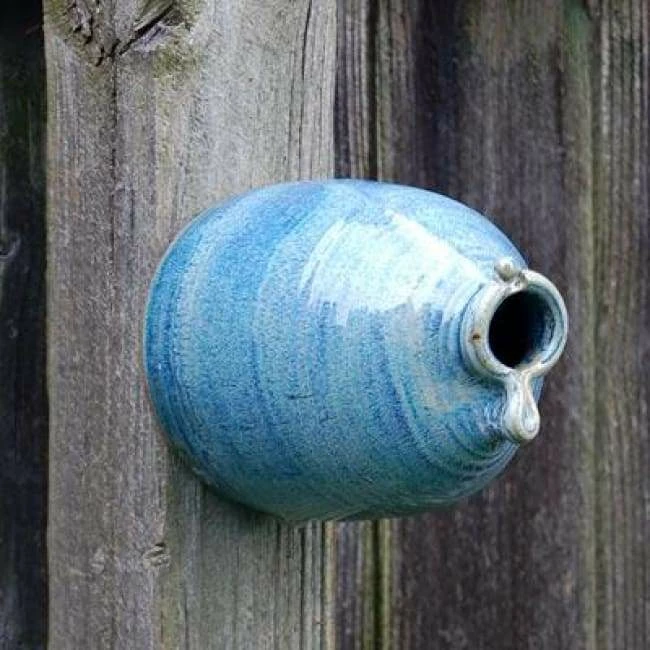 Anthony Stoneware Post / Pole Mounted Houses Ceramic French Blue Peek-A-Boo Bird House 3 Anthony Stoneware Post / Pole Mounted Houses Ceramic French Blue Peek-A-Boo Bird House