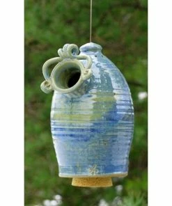 Anthony Stoneware Hanging Houses Ceramic Hanging French Blue Bluebird House