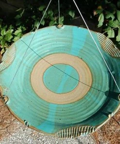 Anthony Stoneware Ceramic Teal Large Bird Bath Hanging Bird Baths
