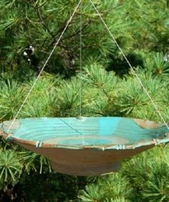 Anthony Stoneware Ceramic Teal Large Bird Bath Hanging Bird Baths