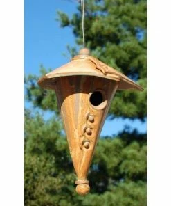 Anthony Stoneware Ceramic Two-Piece Cone Butternut Bird House
