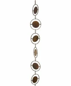 Ancient Graffiti Lawn & Garden Circle Rain Chain, Flamed Copper Colored