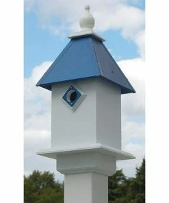 A Wing And A Prayer Decorative Houses Classic Bluebird House With Cobolt Blue Roof