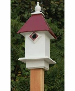 A Wing And A Prayer Decorative Houses Classic Bluebird House With Merlot Red Roof