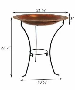Ancient Graffiti Copper Plated Steel Bird Bath And Stand Standing Bird Baths