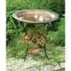Ancient Graffiti Copper Plated Steel Bird Bath And Stand Standing Bird Baths